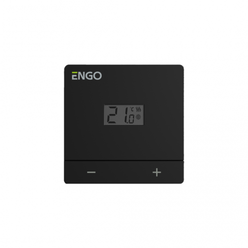 ENGO, жичен електронен термостат, захранване 230 V, за подово, отопление / охлаждане, черен