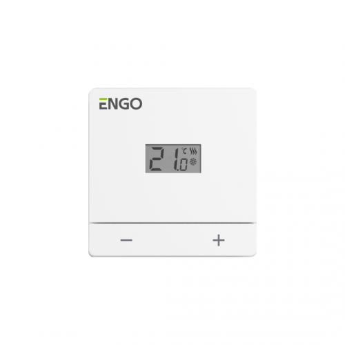 ENGO, жичен електронен термостат, захранване 230 V, за подово, отопление / охлаждане, бял