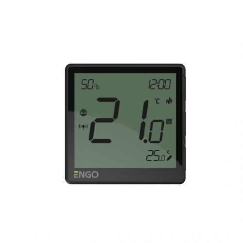 ENGO, жичен цифров термостат Smart със ZigBee комуникация, измерва и влажност, черен