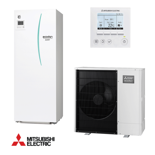 Tермопомпа за отопление с водосъдържател Mitsubishi Ecodan ERST20D-VM2D + PUD-SHWM140YAA - Zubadan (трифазна)