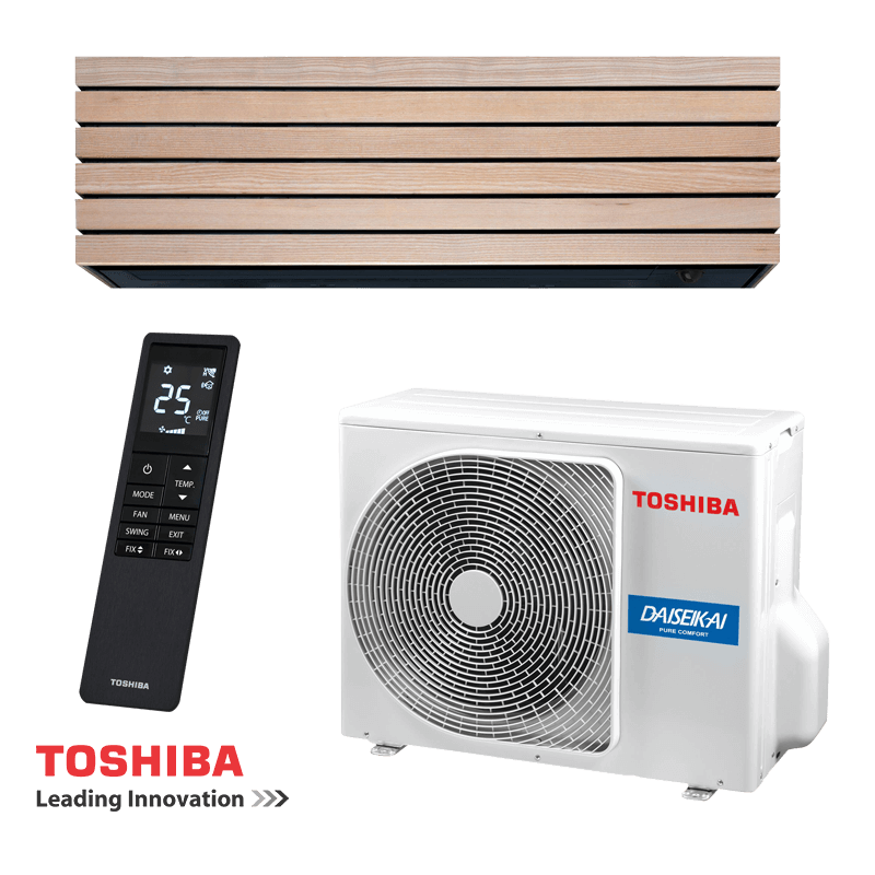Инверторен климатик Toshiba Super Daiseikai 10 WOOD RAS-B18S4KVDG-E / RAS-18S4AVPG-E - цена: 4,750.00лв. (2428.64€)